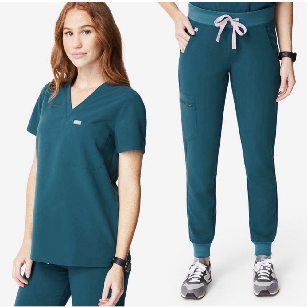 FIGS Caribbean Blue Scrub Set Jogger XS/P Casma Top XXS #W22SW1014 D10